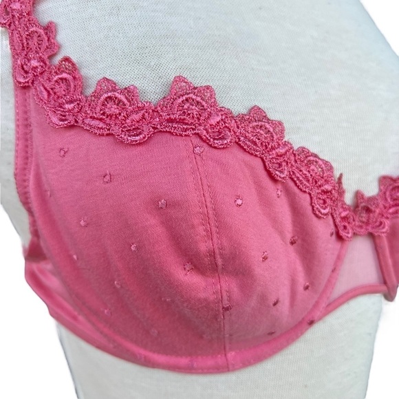 VTG NOS Oscar De La Renta Intimates 515012 Cotton Underwire Bra 34B Coral Lace - Picture 5 of 14